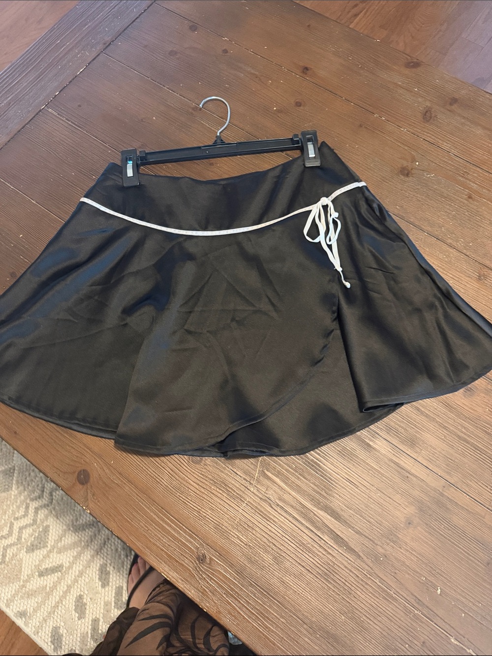 Black Flared Mini Skirt with White Trim